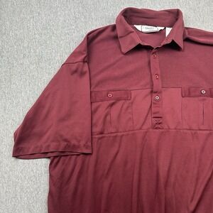 Classics By Palmland Mens 2XLT Shirt Banded‎ Waist Polo Grandpa Dad Burgundy Red